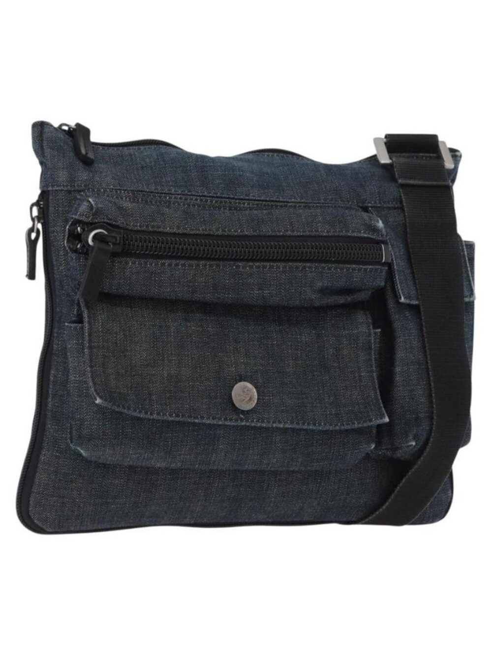 Authentic Burberrys Blue Label Shoulder Bag Denim Blue Silver